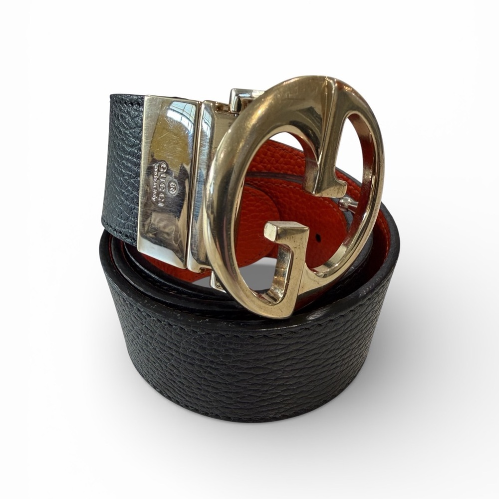 Gucci Reversible Orange & Black Leather Belt - Picture 4 of 10